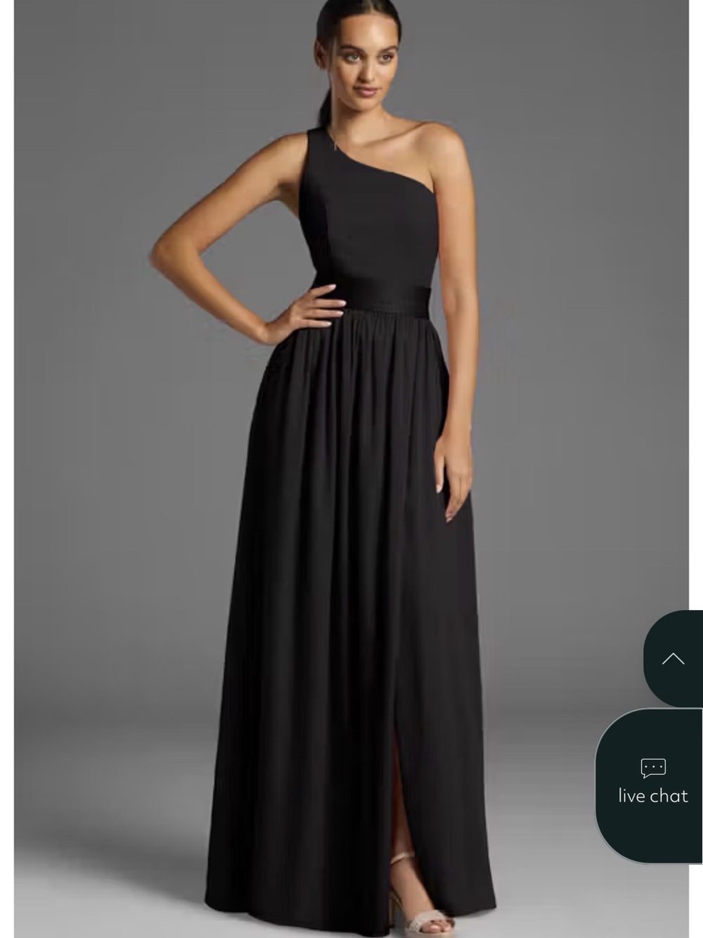 White by Vera Wang One-Shoulder Black Evening Gown - David’s Bridal